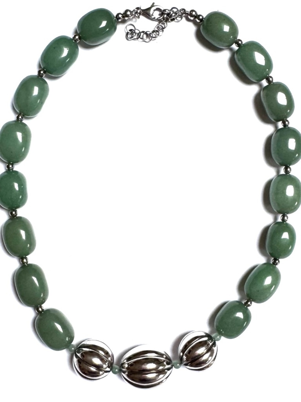 PAOLA VALENTINI Necklace Sterling Silver Green Aventurine Adj 19”– 22” DESIGNER